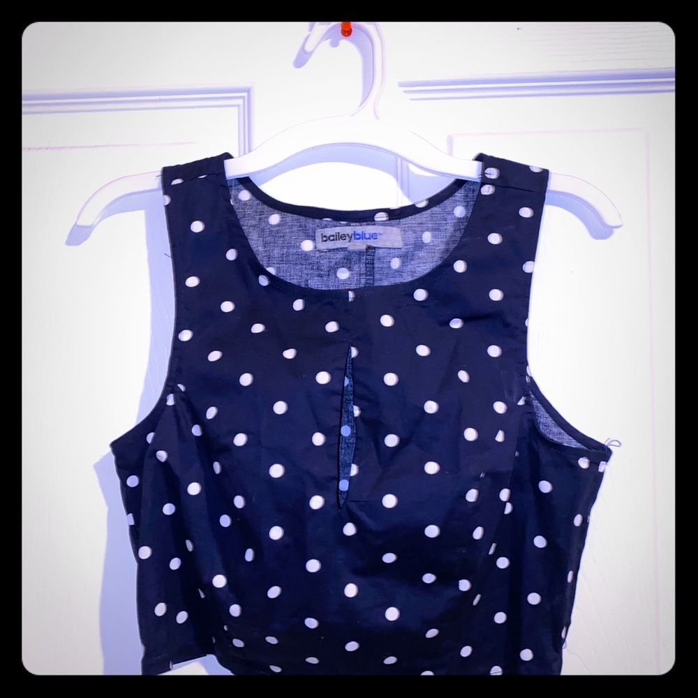 blue polka dot crop top